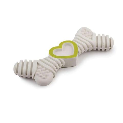 Puppy Chew Bone Toy Latex Puppies Teething Biting Chewing Dog White 1 item