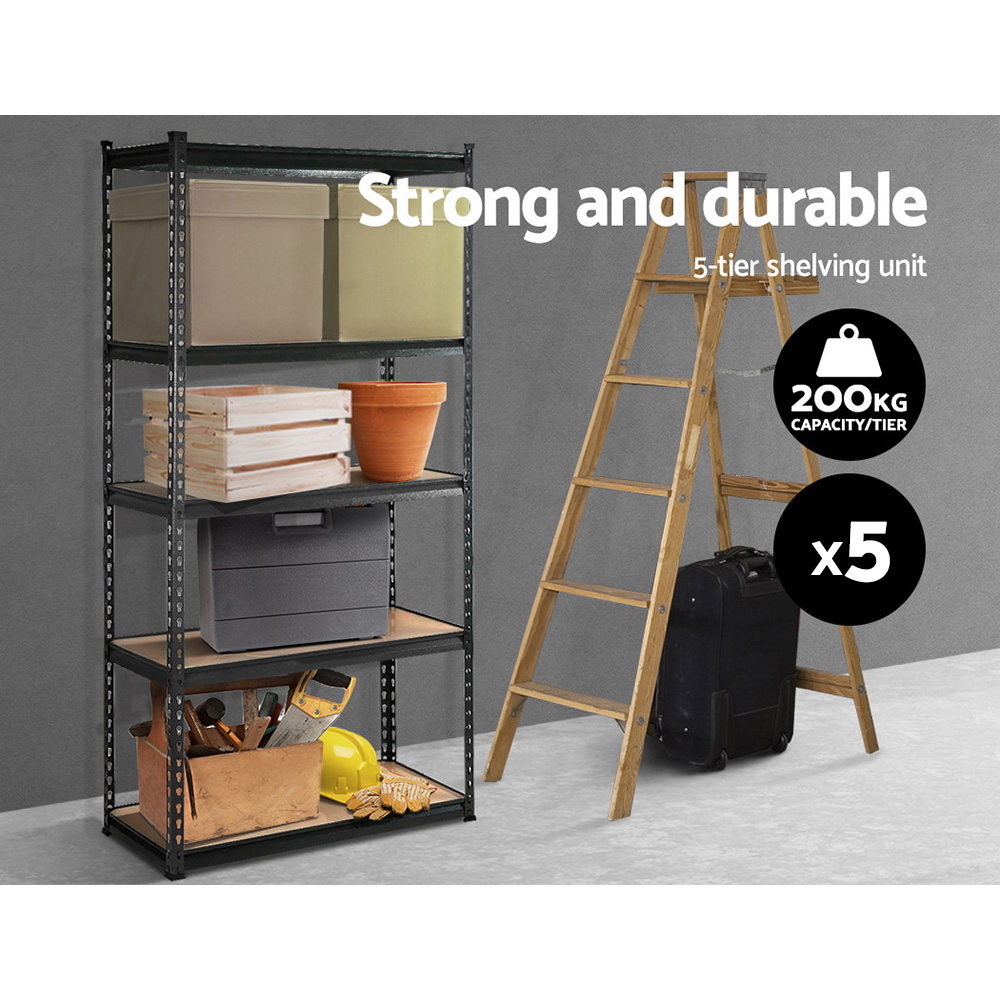 5x1.8m 5-shelves Steel Warehouse Shelving Racking Garage Storage Rack Grey