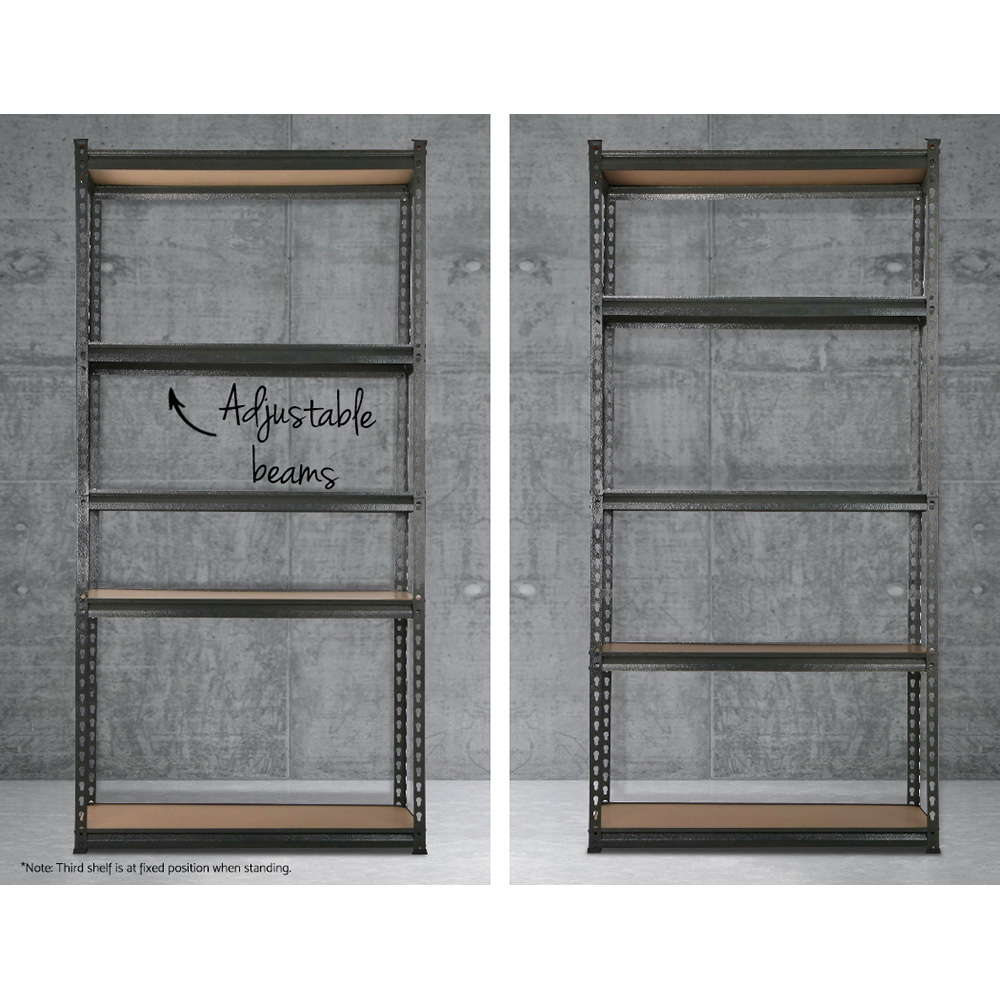 5x1.8m 5-shelves Steel Warehouse Shelving Racking Garage Storage Rack Grey