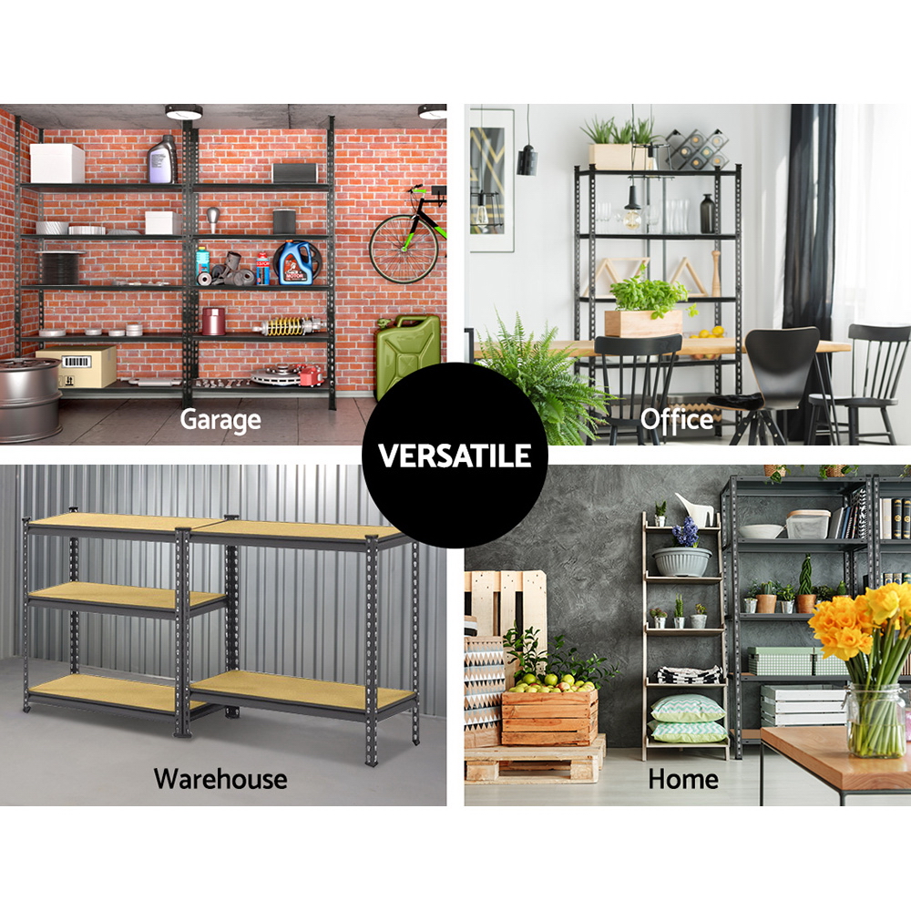 5x1.8m 5-shelves Steel Warehouse Shelving Racking Garage Storage Rack Grey