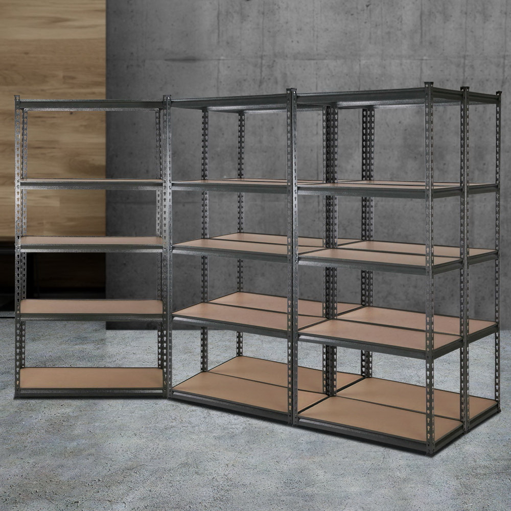 5x1.8m 5-shelves Steel Warehouse Shelving Racking Garage Storage Rack Grey