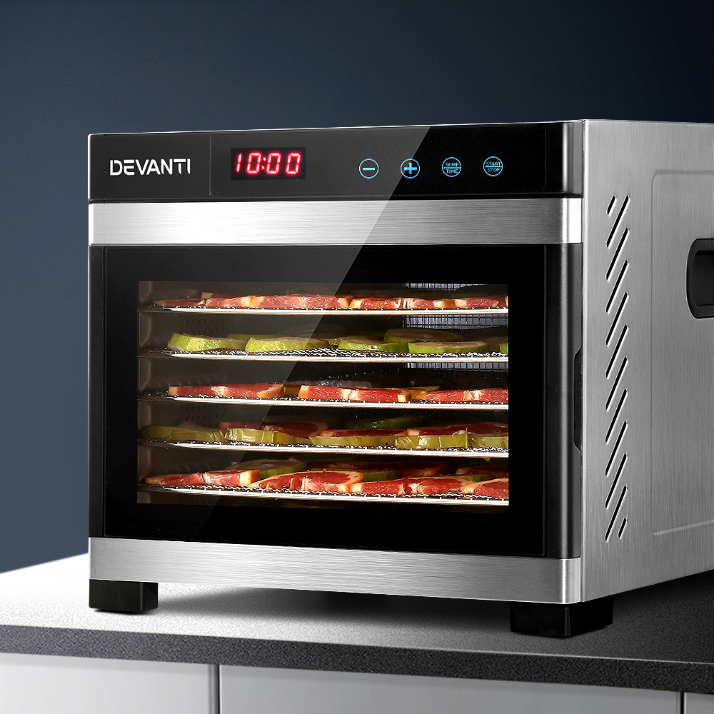Devanti 6 Trays Commercial Food Dehydrator Stainless Steel Fruit Dryer
