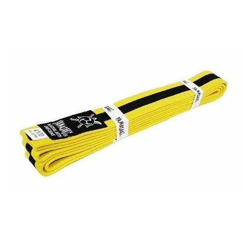 Yamasaki Coloured Martial Arts Belts With Black Stripe Yellow Black 0