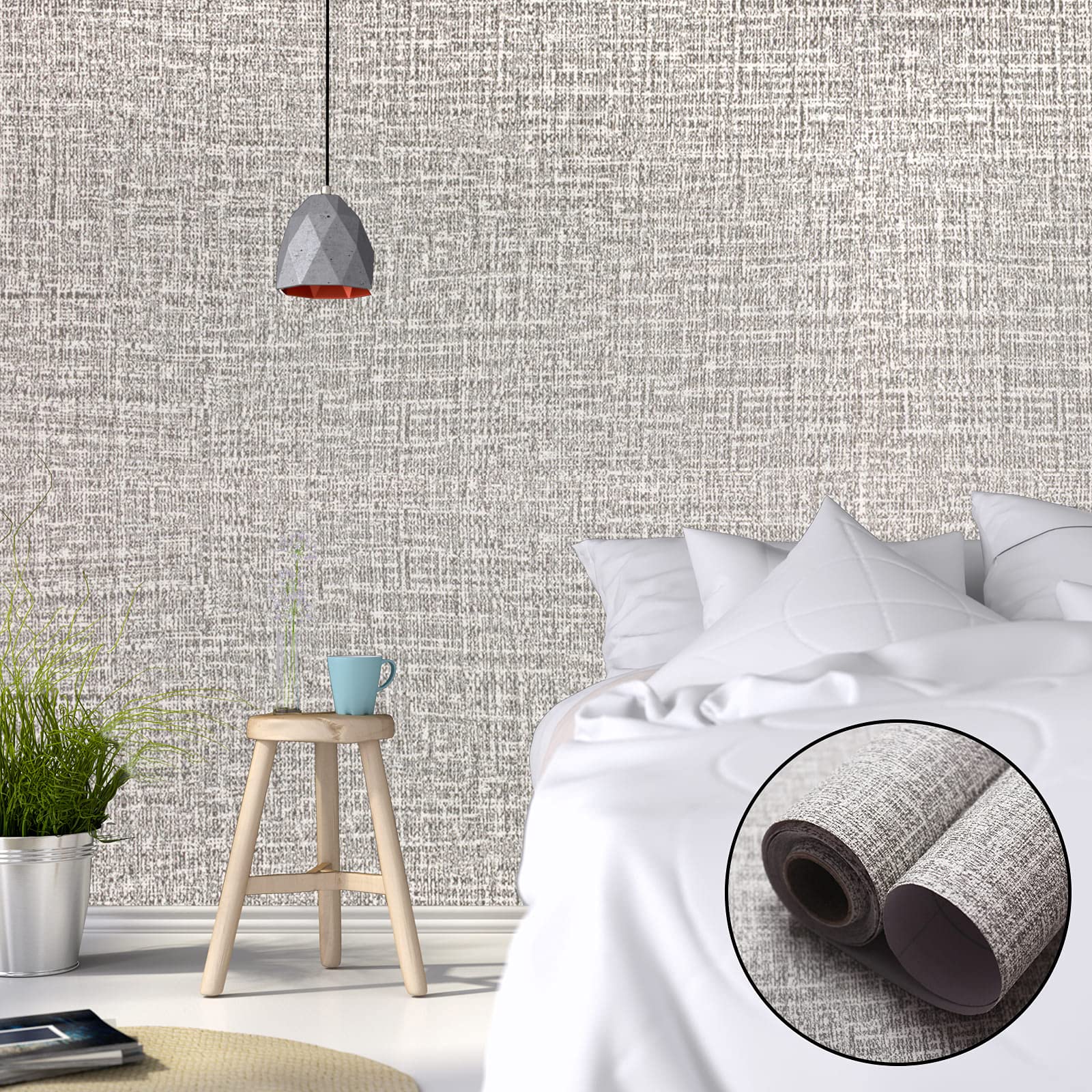 61cm X 10m Wallpaper Decor Faux Grasscloth Contact Paper Wall Paper Self Adhesive Removable