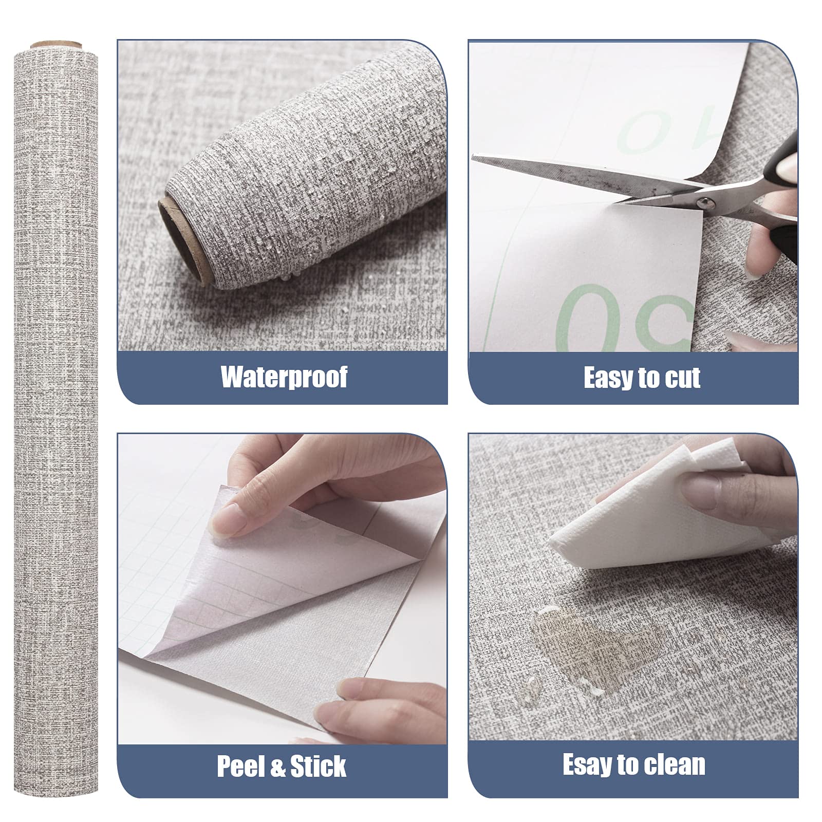 61cm X 10m Wallpaper Decor Faux Grasscloth Contact Paper Wall Paper Self Adhesive Removable