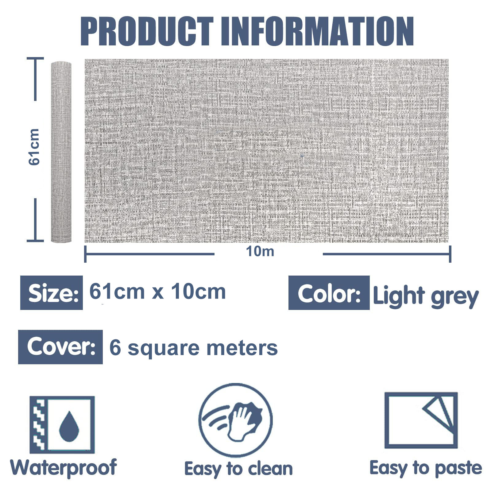 61cm X 10m Wallpaper Decor Faux Grasscloth Contact Paper Wall Paper Self Adhesive Removable