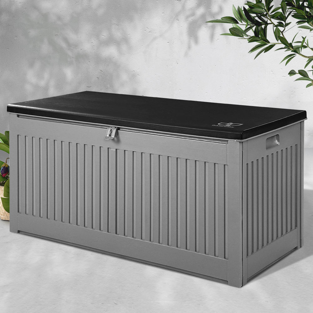 Gardeon Outdoor Storage Box Container Garden Toy Indoor Tool Chest Sheds 270l Dark Grey