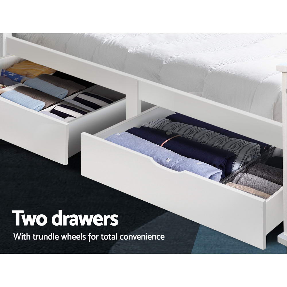 Artiss Wooden Bed Frame Timber Single Size Rio Kids Adults Storage Drawers Base
