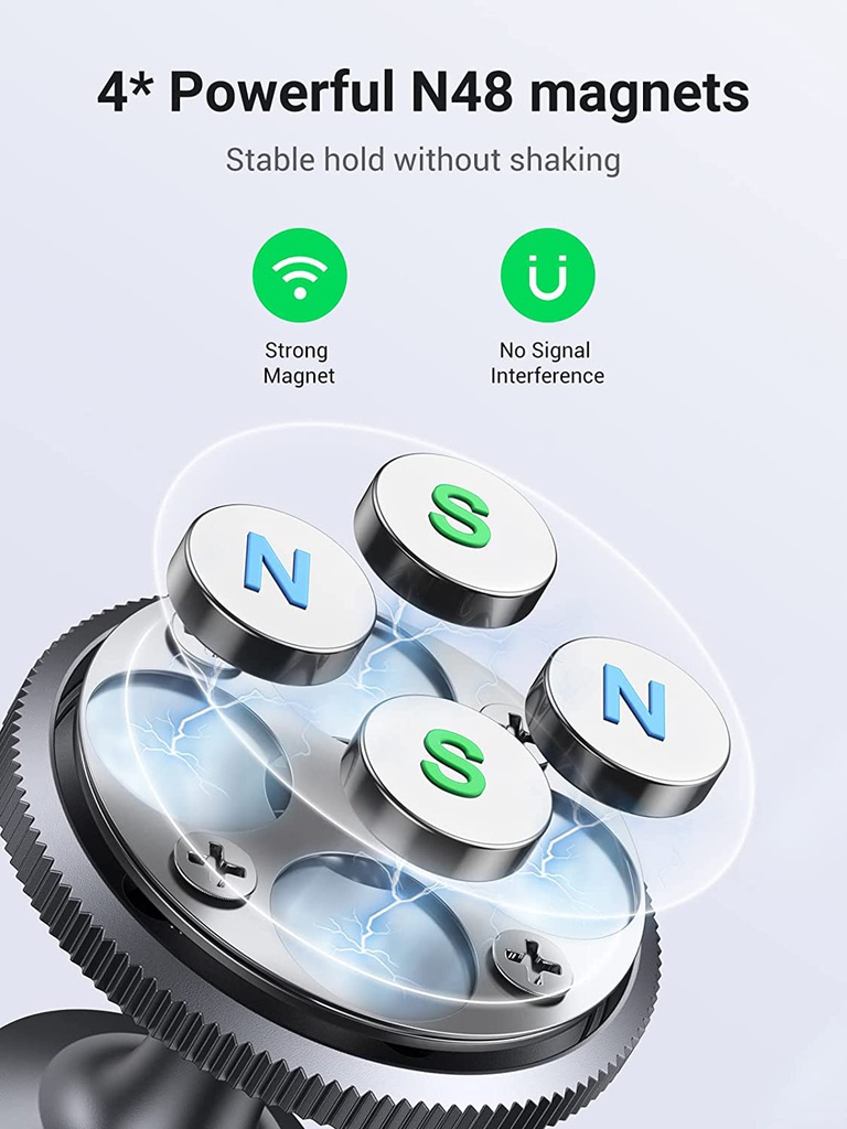 Ugreen Magnetic Phone Holder for Car (contain Alcohol Wipeshas Msds Report) Black 80785