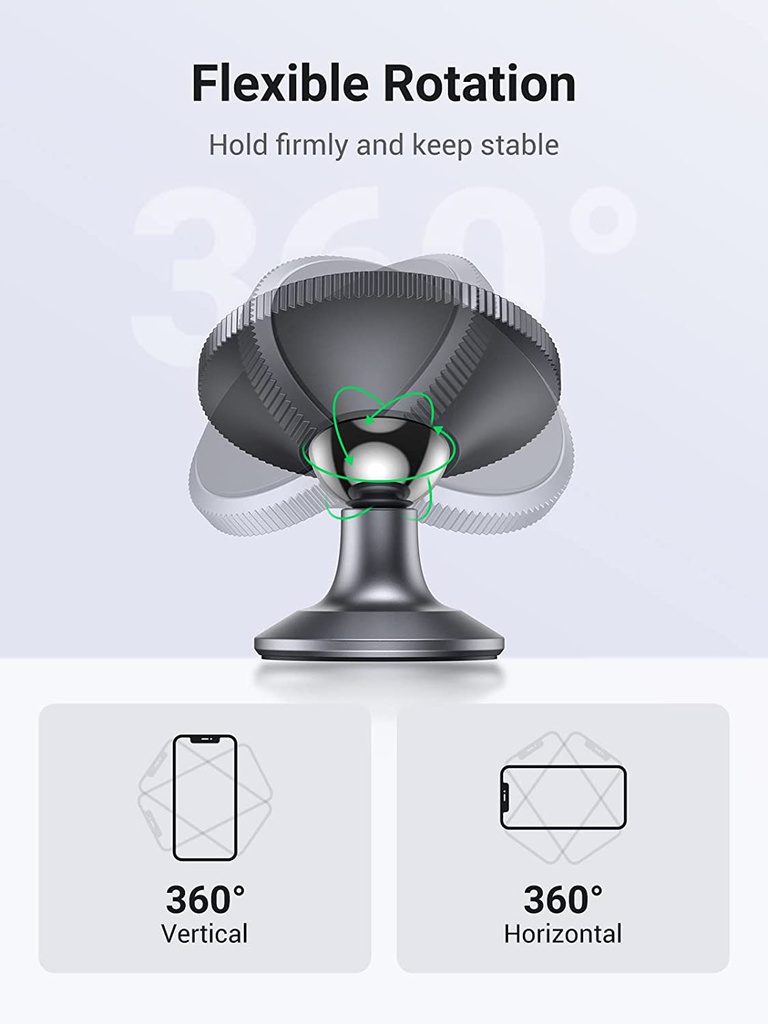 Ugreen Magnetic Phone Holder for Car (contain Alcohol Wipeshas Msds Report) Black 80785
