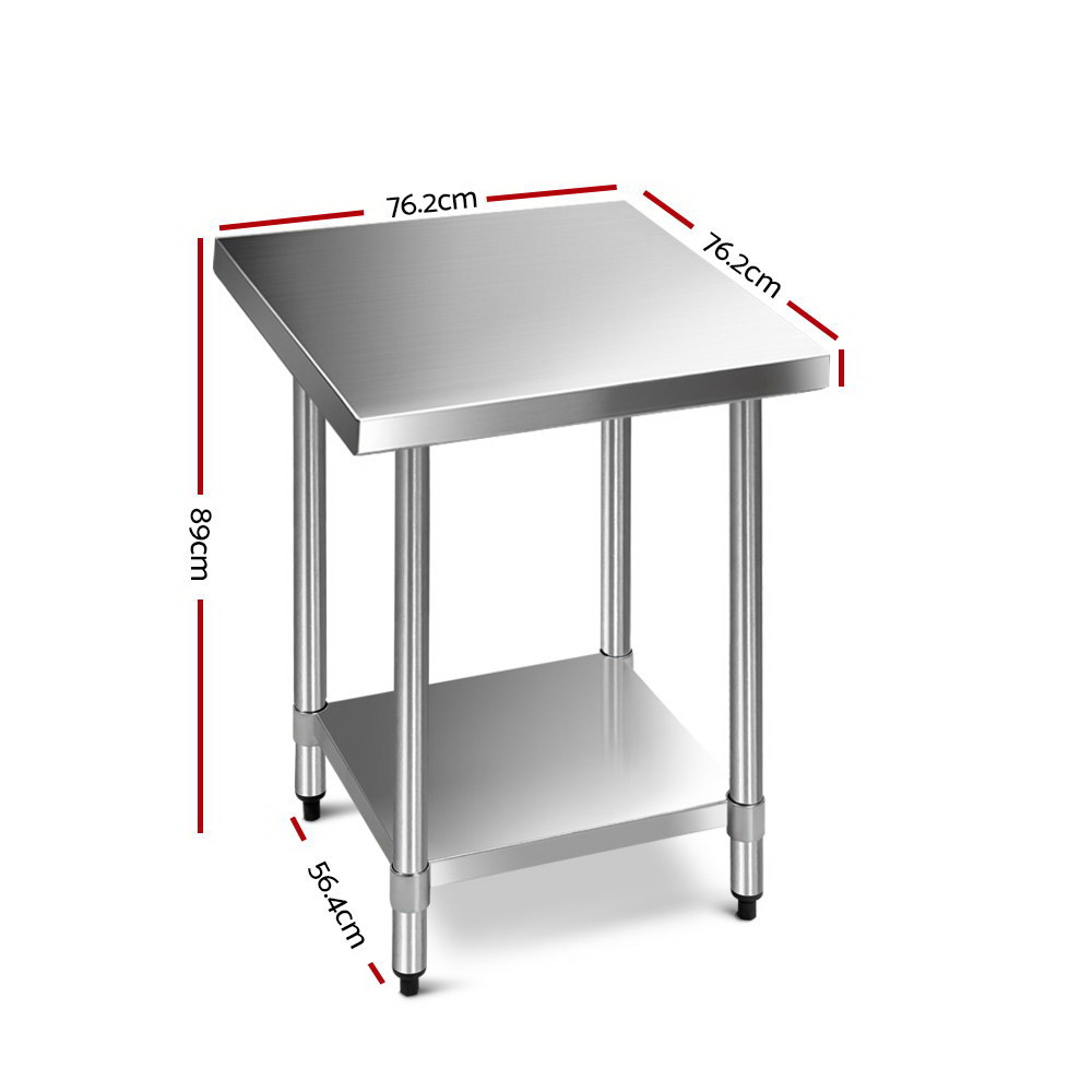 Cefito 762 X 762mm Commercial Stainless Steel Kitchen Bench