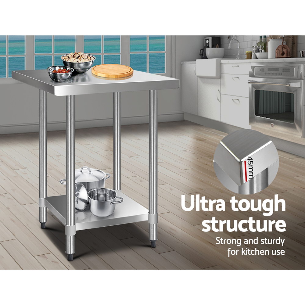 Cefito 762 X 762mm Commercial Stainless Steel Kitchen Bench