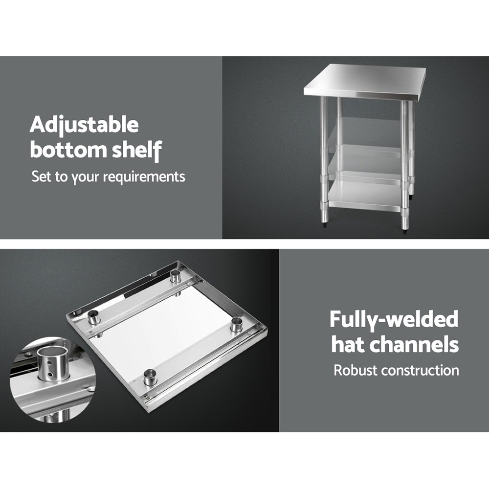Cefito 762 X 762mm Commercial Stainless Steel Kitchen Bench