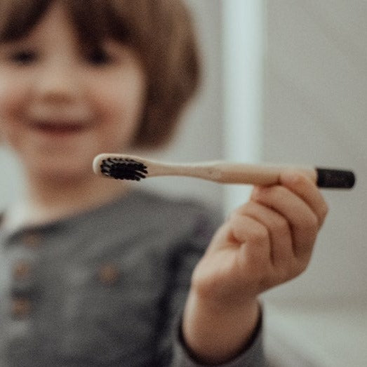 Bamboo Kids Toothbrush 4 Pk Black