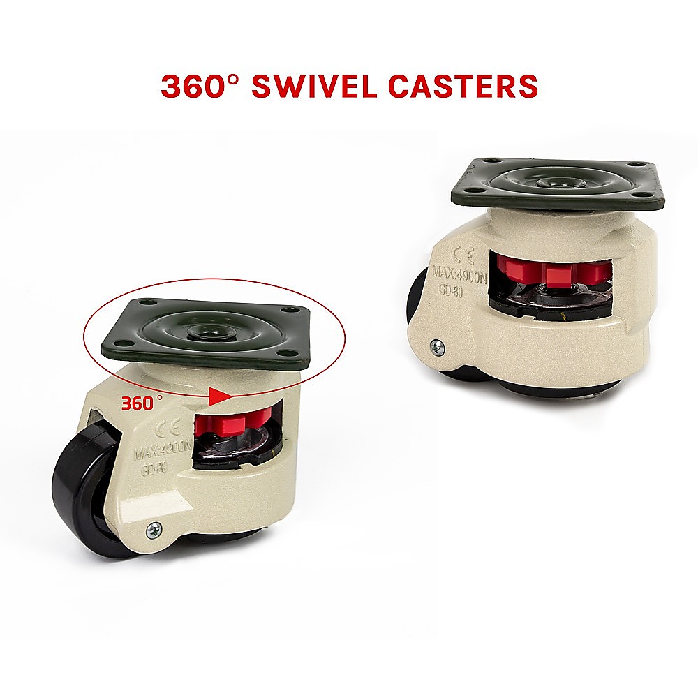Leveling Casters Swivel Workbench Adjustable Wheel 1000kg Retractable 4pcs